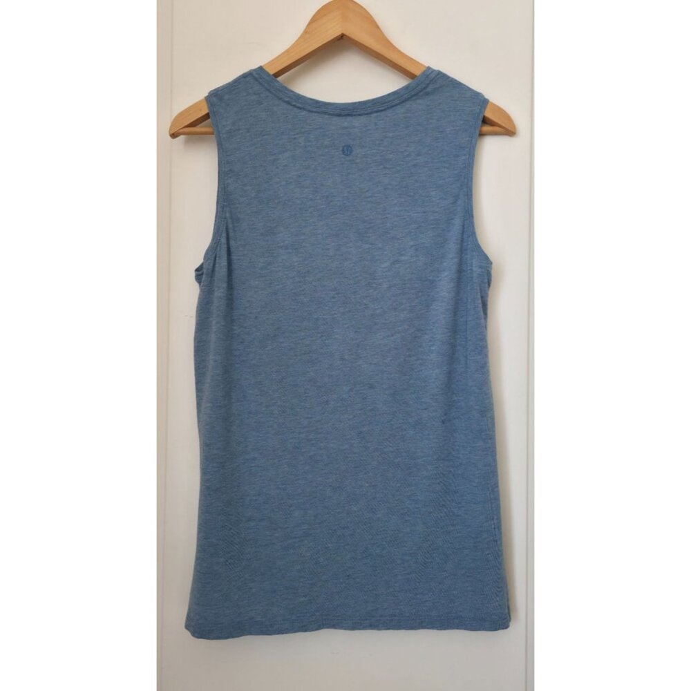 Lululemon Love Sleeveless Heathered Neptune Blue Pima Cotton Athleisure Tank 6 - Picture 2 of 8
